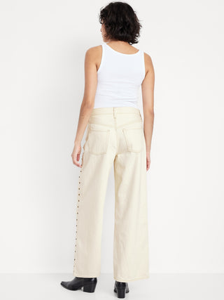Jeans Wide Leg Talle Alto con Tachuelas