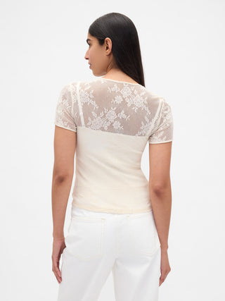 Camiseta Cuello Redondo con Estampado Floral