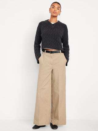 Pantalón Wide Leg Talle Alto de Algodón