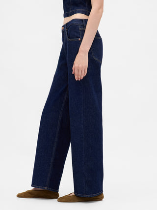 Jeans Holgados Talle Medio con Bolsillos.