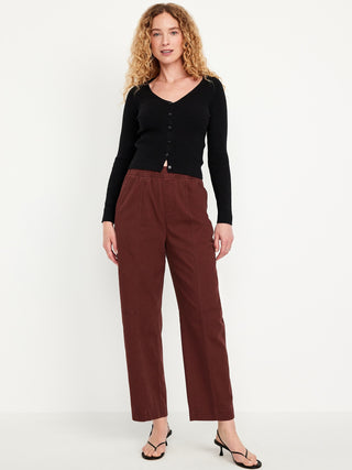 Pantalón Talle Alto con Cintura Elástica de Algodón