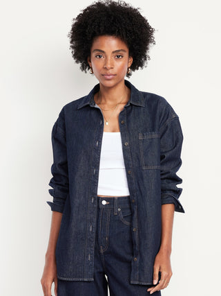 Camisa Denim Manga Larga con Bolsillo