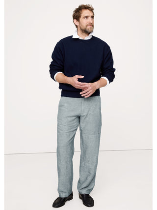 Pantalón Talle Medio con Cintura Elástica de Lino