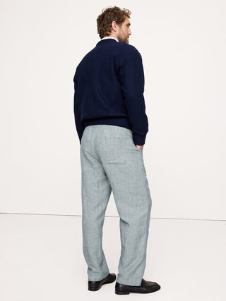 Pantalón Talle Medio con Cintura Elástica de Lino