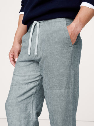 Pantalón Talle Medio con Cintura Elástica de Lino