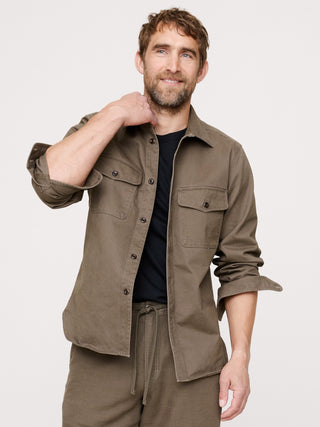 Camisa Manga Larga con Bolsillos de Algodón