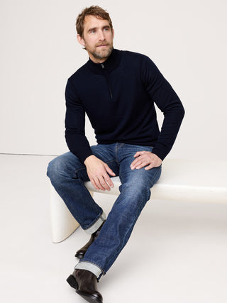 Sudadera con Zipper Cuello Alto de Lana Merino