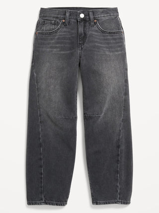 Jeans Barrel Talle Medio con Bolsillos, Niña