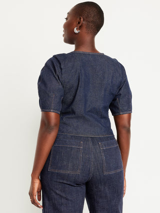 Camisa Denim con Escote Cuadrado