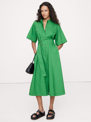 Vestido Camisero con Cinturón de Algodón