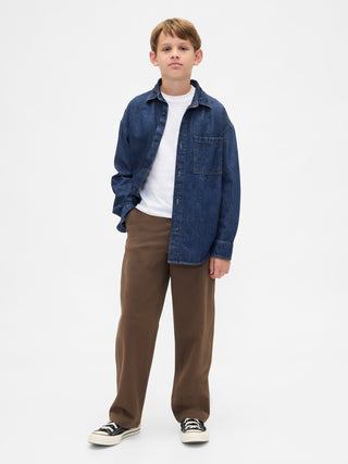 Camisa Denim Oversize con Bolsillo, Niño