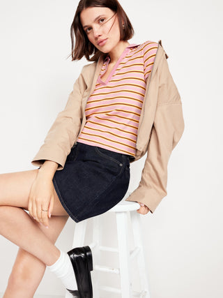 Polo Manga Corta con Estampado de Rayas