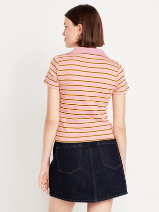 Polo Manga Corta con Estampado de Rayas