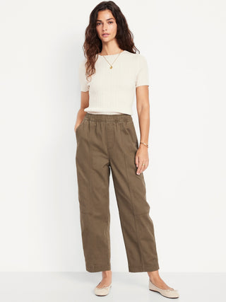 Pantalón Talle Alto con Cintura Elástica de Algodón