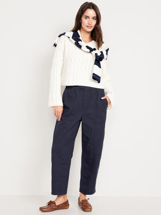 Pantalón Talle Alto con Cintura Elástica de Algodón
