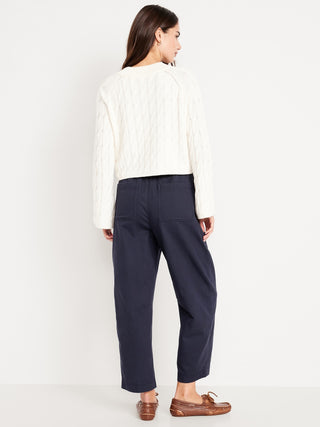 Pantalón Talle Alto con Cintura Elástica de Algodón