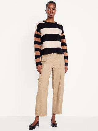Pantalón Talle Alto con Cintura Elástica de Algodón