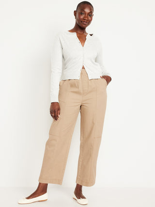 Pantalón Talle Alto con Cintura Elástica de Algodón