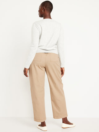 Pantalón Talle Alto con Cintura Elástica de Algodón