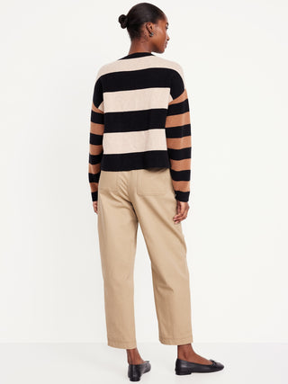 Pantalón Talle Alto con Cintura Elástica de Algodón