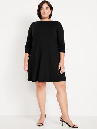 Vestido Cuello Redondo Manga Larga