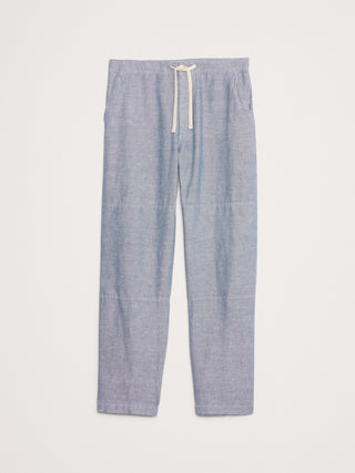 Pantalón Talle Medio con Cintura Elástica de Lino