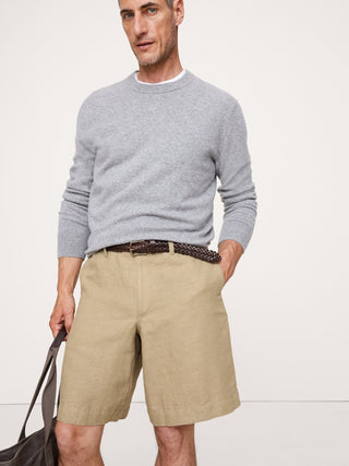 Short Talle Medio con Cintura Elástica de Lino