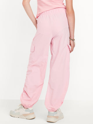 Joggers de paracaídas de carga de cintura alta para niñas.