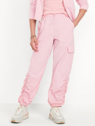 Joggers de paracaídas de carga de cintura alta para niñas.