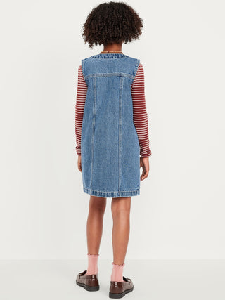 Vestido de jean de bolsillo sin mangas para chicas.