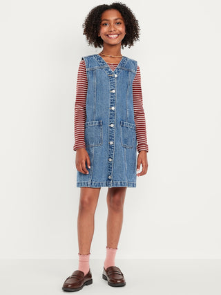 Vestido de jean de bolsillo sin mangas para chicas.
