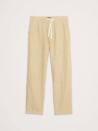 Pantalón Talle Medio con Cintura Elástica de Lino