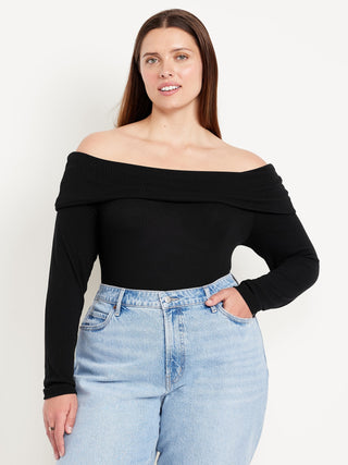 Blusa Ajustada con Hombros Descubiertos