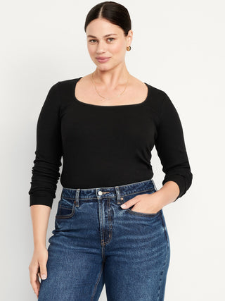 Blusa Cuello Cuadrado de Algodón