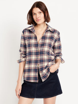 Camisa Oversize con Estampado de Cuadros