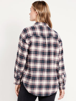 Camisa Oversize con Estampado de Cuadros