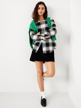 Camisa Oversize con Estampado de Cuadros