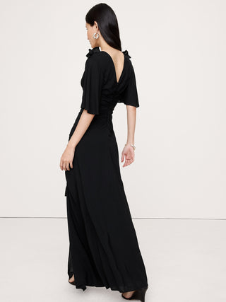 Vestido Fruncido con Abertura Delantera