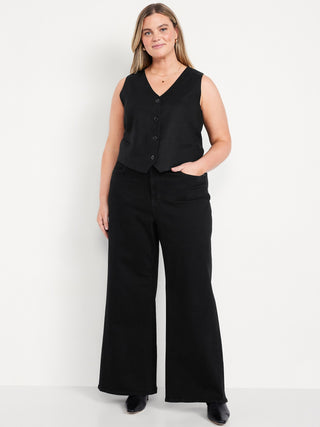 Jeans Anchos Wide Leg Talle Alto con Bolsillos