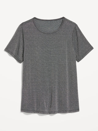 Camiseta Brillante con Cuello Redondo Luxe