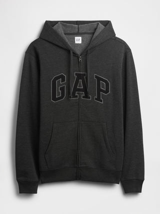 Sudadera con capucha y cremallera con logo.