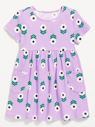 Vestido con Cintura Elástica Estampado Corazones, Bebé