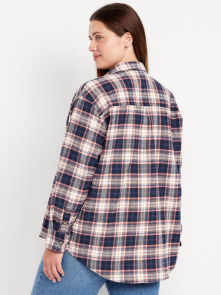 Camisa Oversize con Estampado de Cuadros