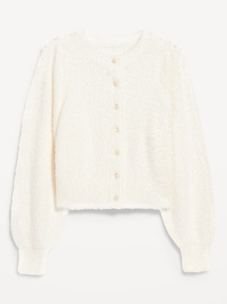 Suéter Tipo Cárdigan con Pestañas Recortadas