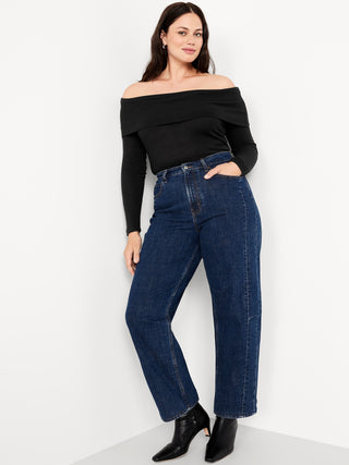 Blusa Ajustada con Hombros Descubiertos