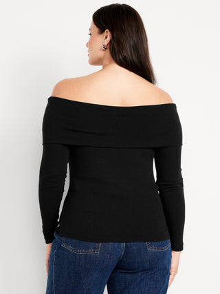 Blusa Ajustada con Hombros Descubiertos