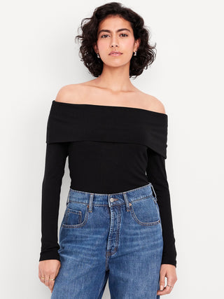 Blusa Ajustada con Hombros Descubiertos