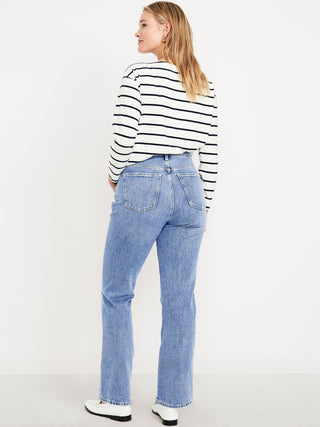 Jeans Rectos Talle Alto con Bolsillos
