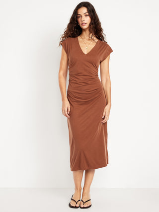 Vestido Midi con Detalle Fruncido