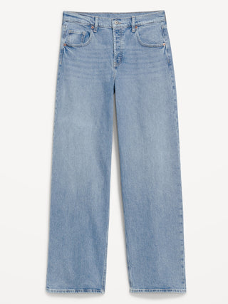 Jeans anchos y holgados de talle medio.